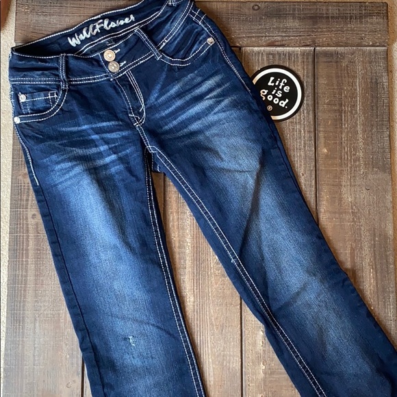 Wallflower jeans Sz 0 bootcut embellished 2 Button - Picture 8 of 13